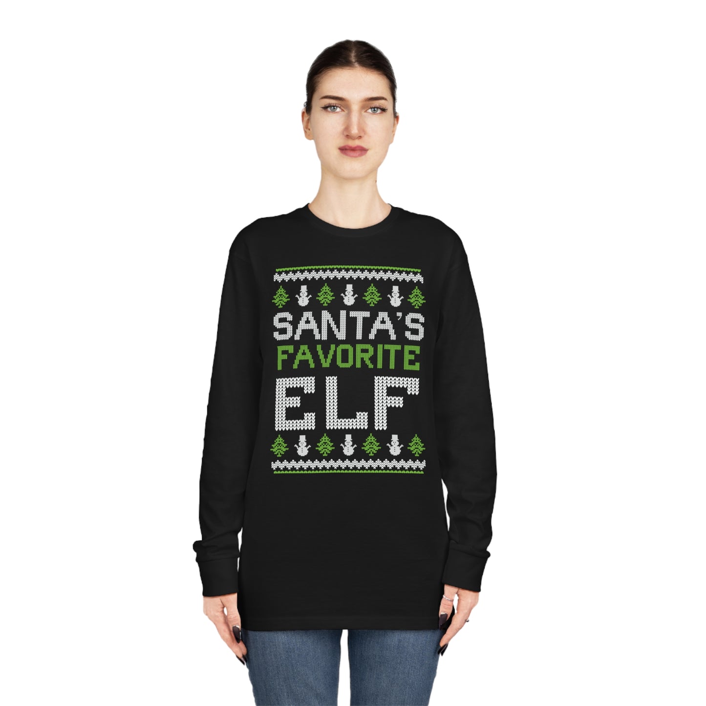 Santa's Favorite Elf Ugly Christmas Sweater Long Sleeve T-shirt