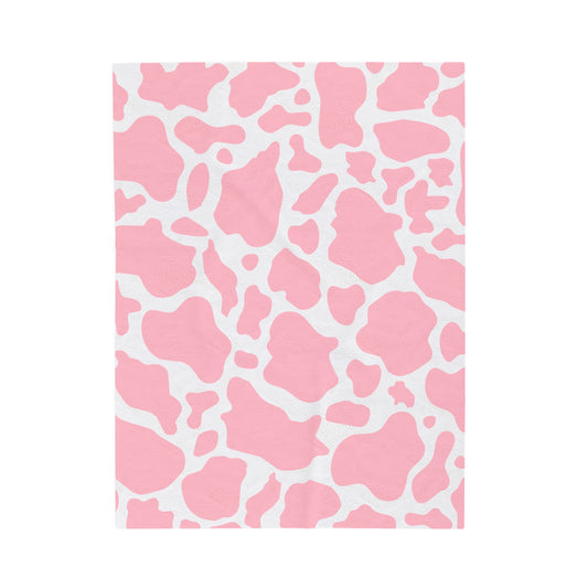 Pink Cow Print Plush Blanket