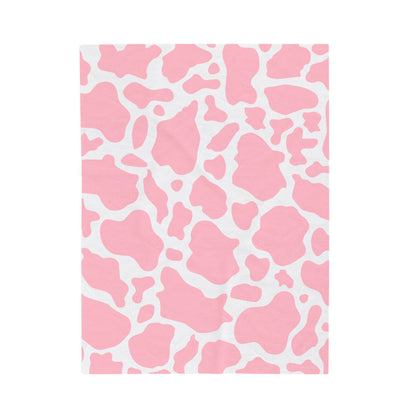 Pink Cow Print Plush Blanket