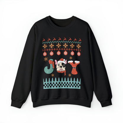 Joy French Bulldog Frenchie Dog Christmas Ugly Sweater Sweatshirt