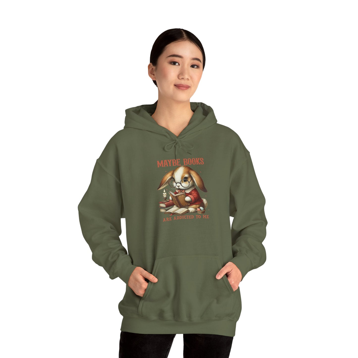 Maybe Books Are Addicted to Me Rabbit Pullover Hoodie