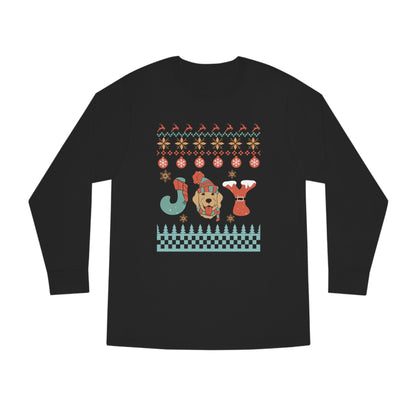 Joy Golden Retriever Dog Christmas Ugly Sweater Long Sleeve Tee
