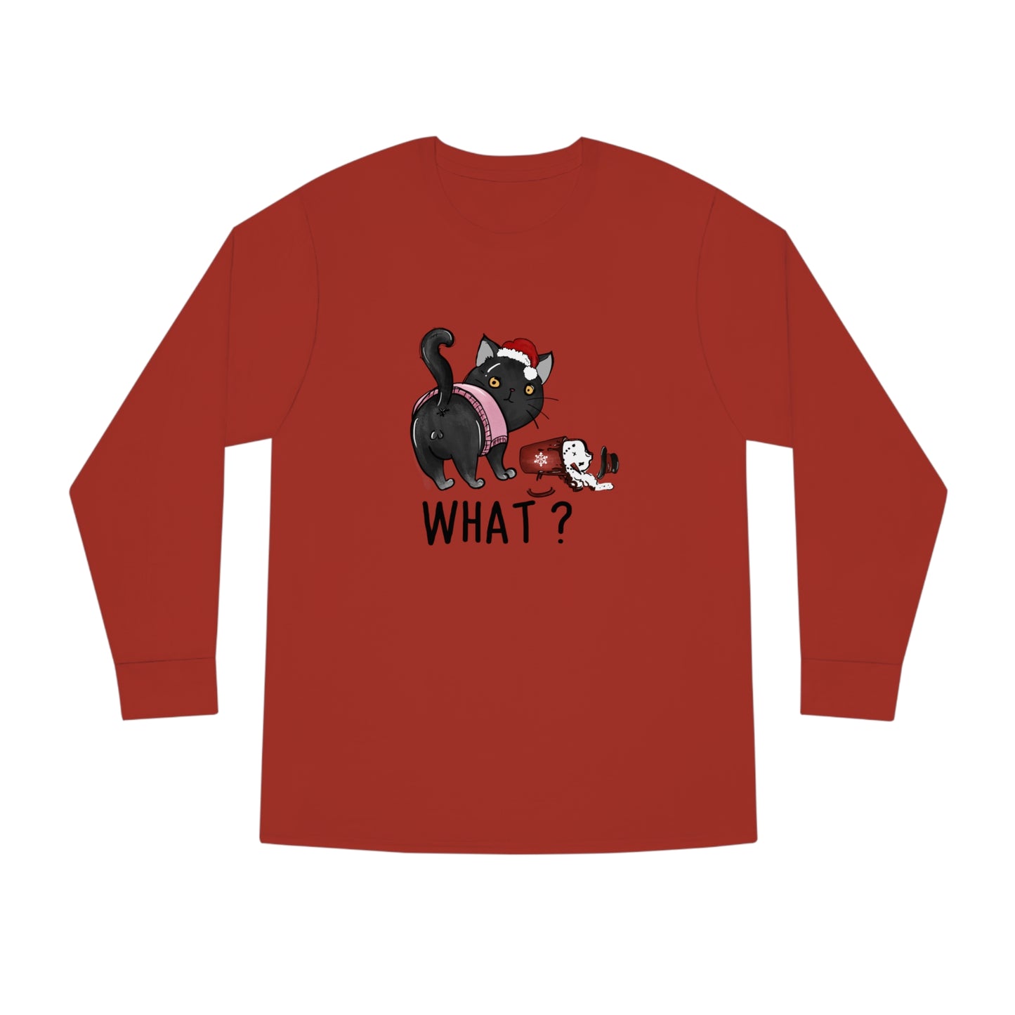 What? Cat Knocking Over Coffee Christmas Long Sleeve T-shirt