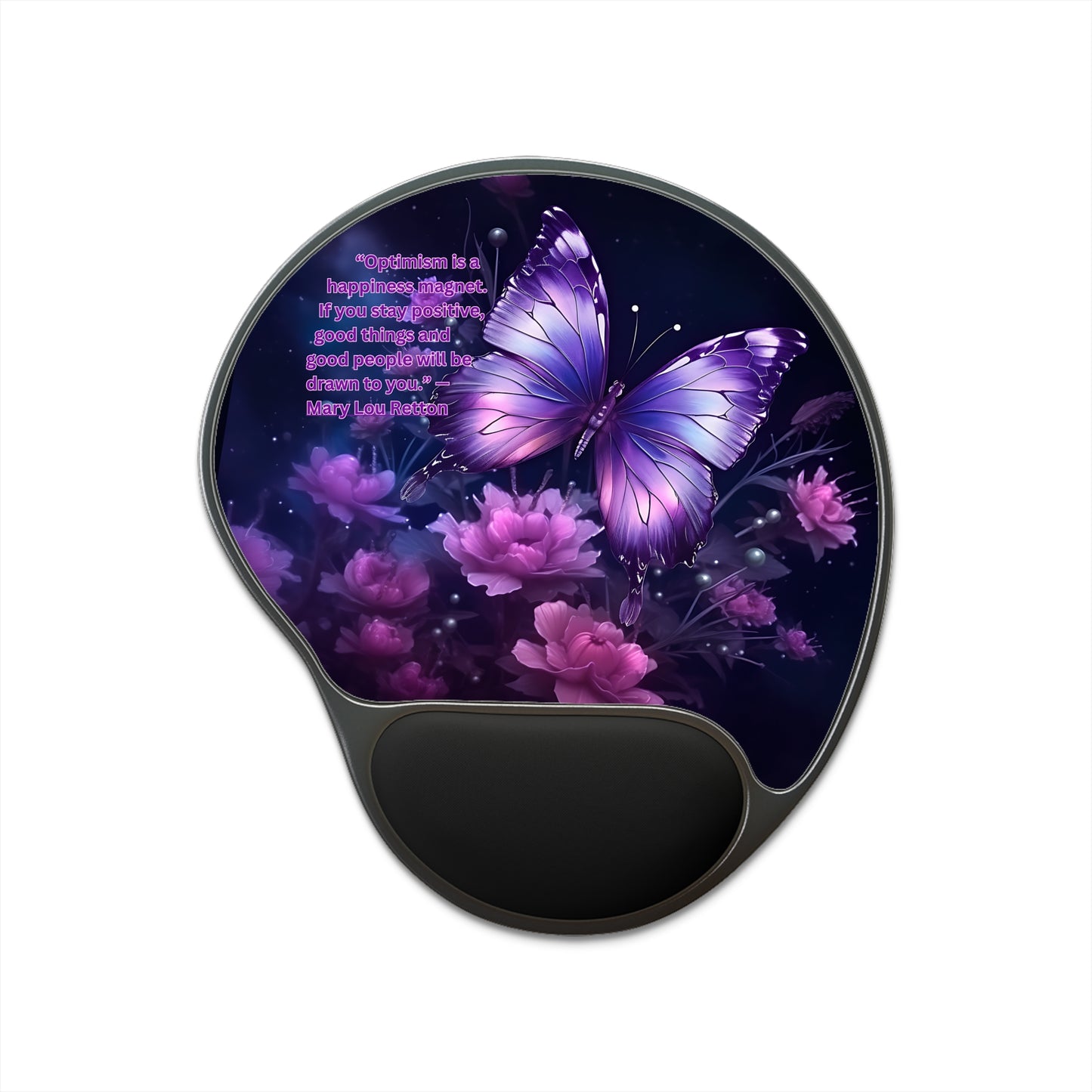 Mouse Pad - Purple Butterfly with Inspirational Quote