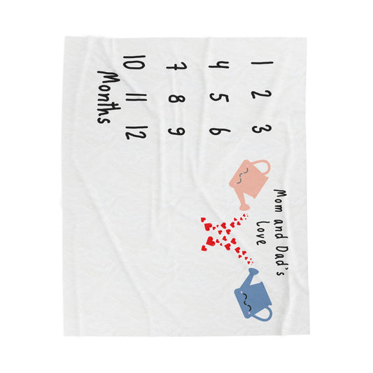 Mom and Dad's Love Milestone Velveteen Plush Blanket