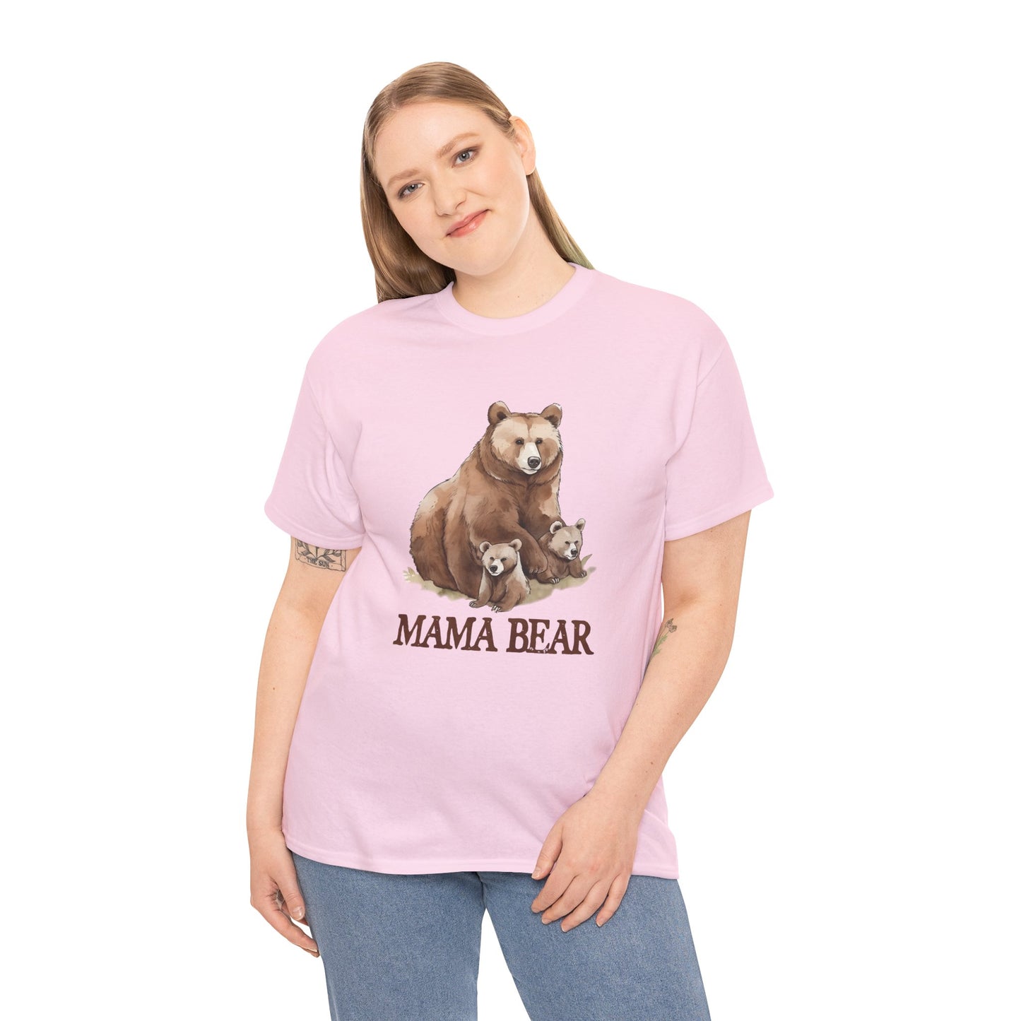 Mama Bear Grizzly Bear with Cubs Short Sleeve Tee