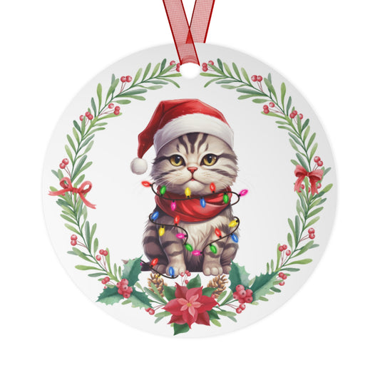 American Curl Cat in Lights Ornament
