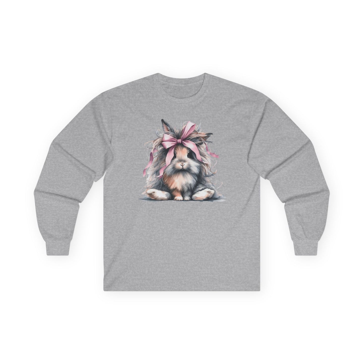 Crazy Long Haired Rabbit With Bow Long Sleeve T-Shirt