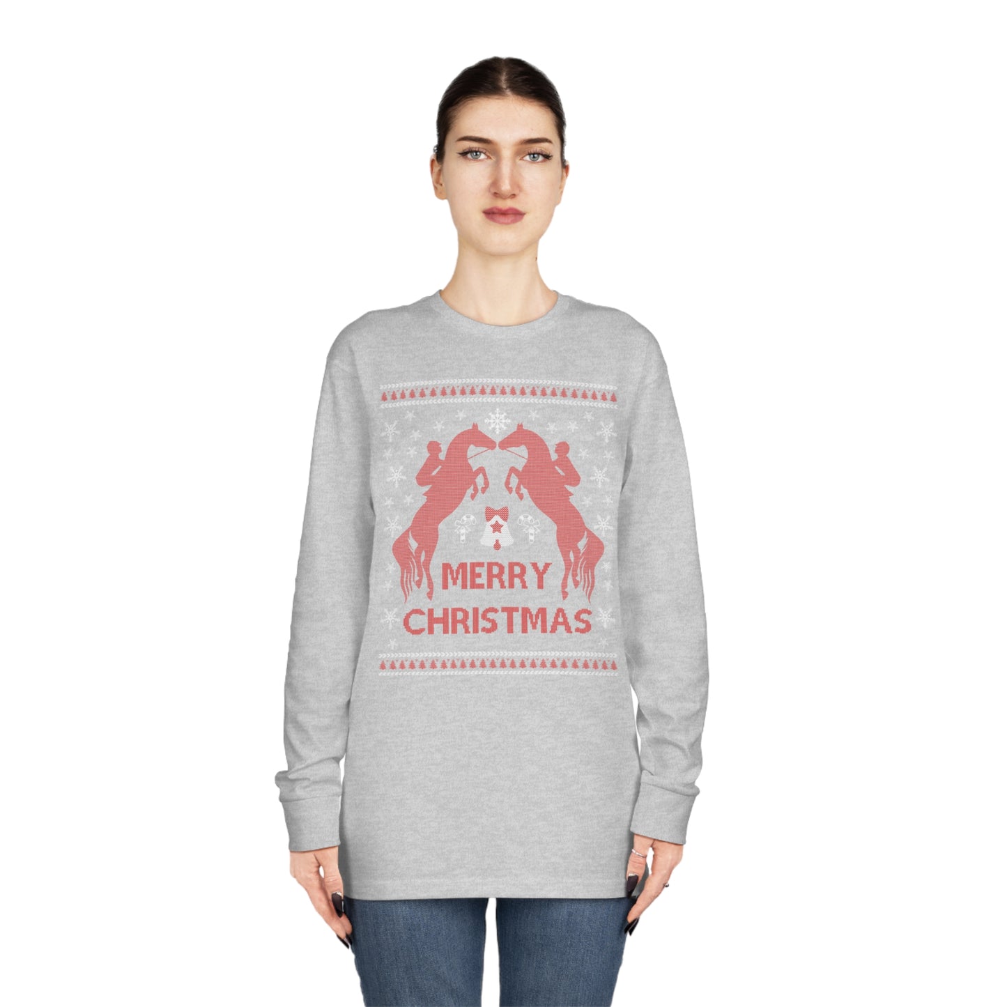 Merry Christmas Horseback Riding Christmas Ugly Sweater Long Sleeve Tee