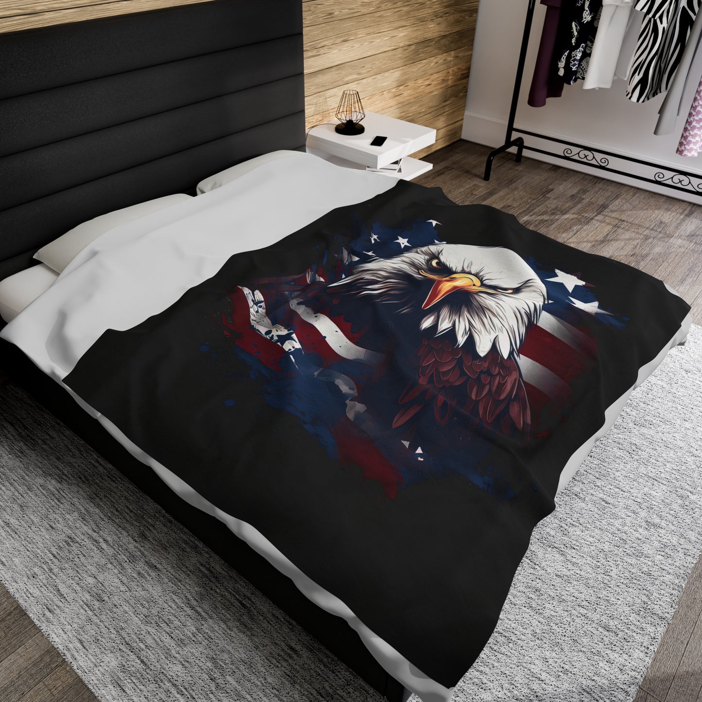 Eagle Head with American Flag Blanket