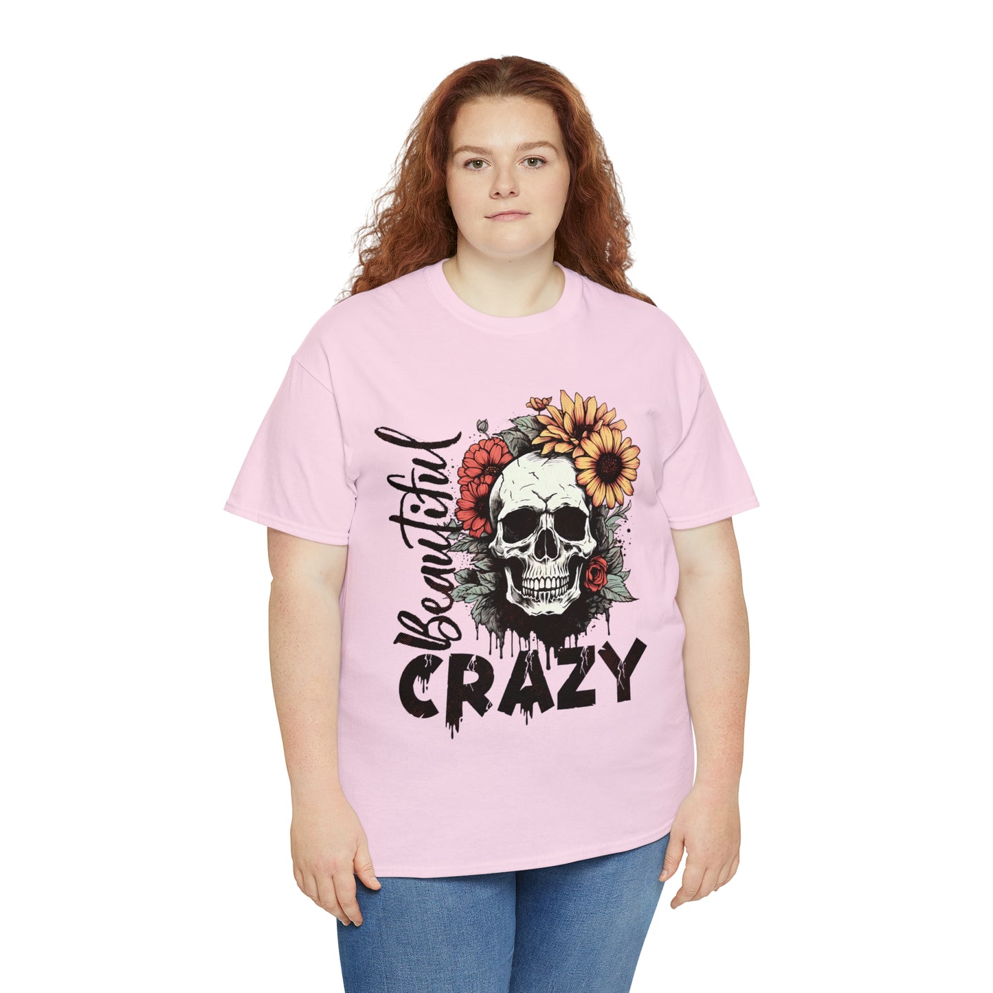 Beautiful Crazy Skull With Flowers Halloween Short Sleeve Tee