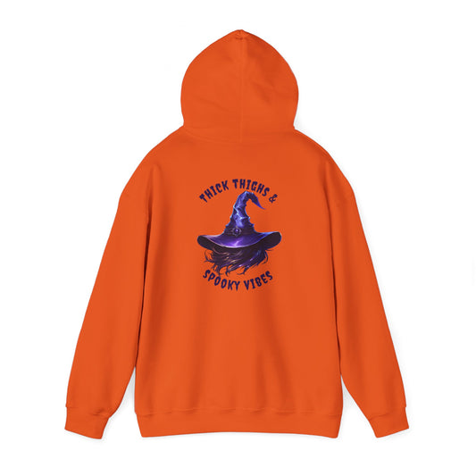 Thick Thighs And Spooky Vibes Witch Hat Halloween Pullover Hoodie