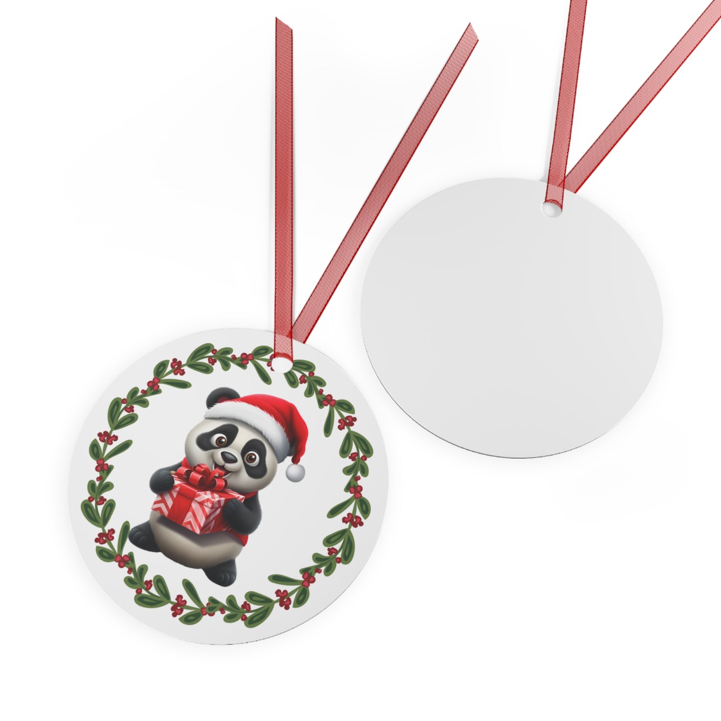 Panda With Present Christmas Ornament