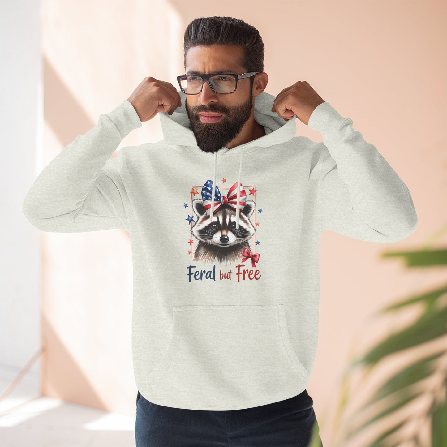 Feral But Free Raccoon Pullover Hoodie