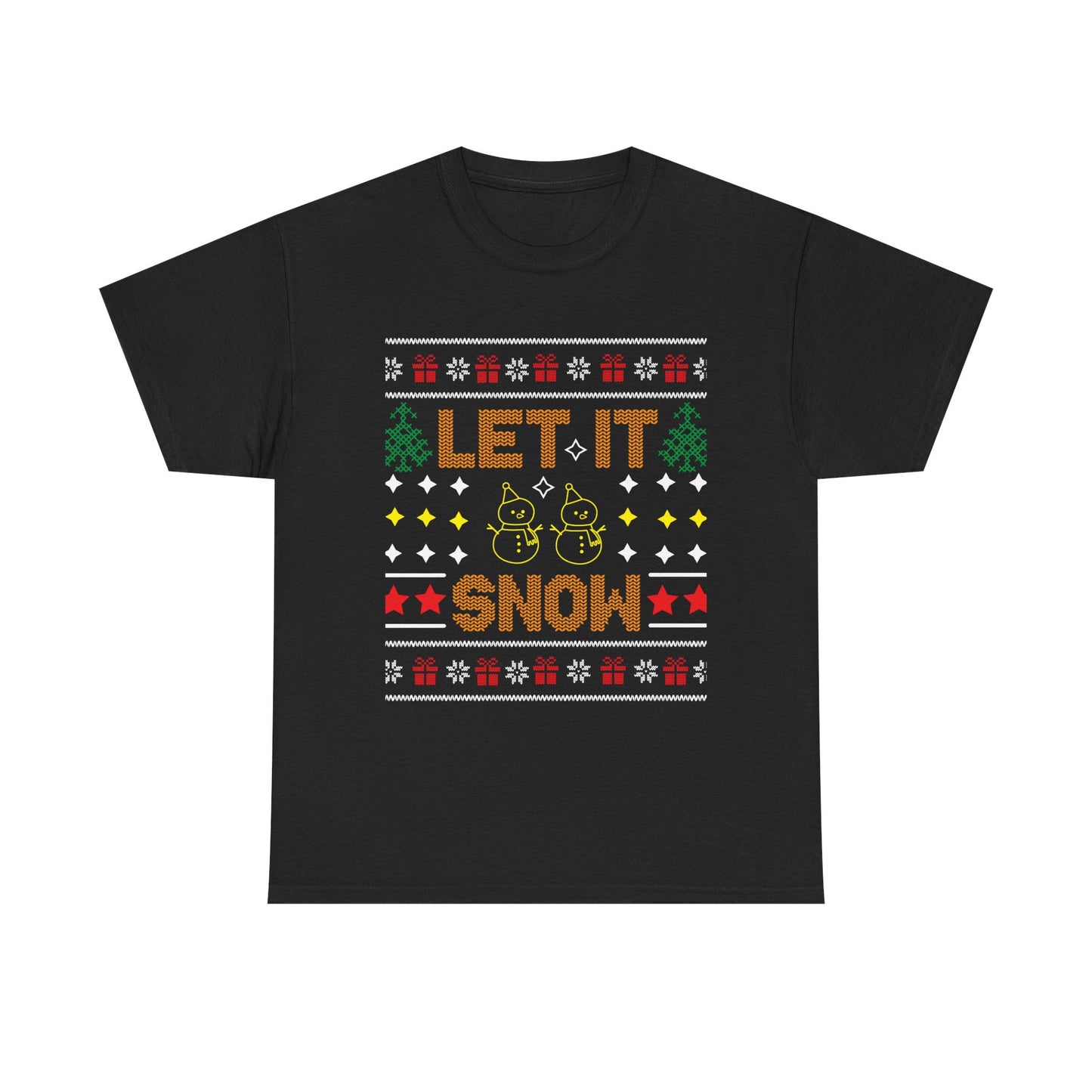 Let It Snow Snowmen Christmas Ugly Sweater Short Sleeve Tee