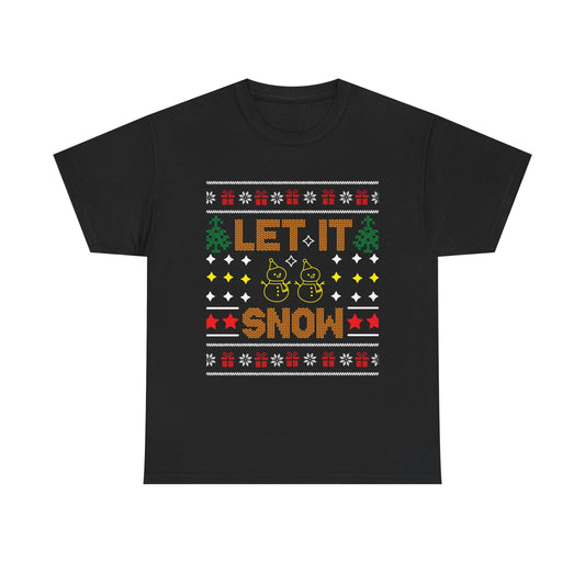 Let It Snow Snowmen Christmas Ugly Sweater Short Sleeve Tee