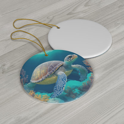 Sea Turtle Christmas Ceramic Ornament