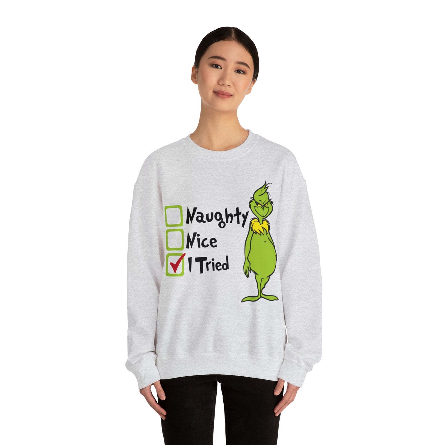 Naughty Nice I Tried Grinch Christmas Sweatshirt