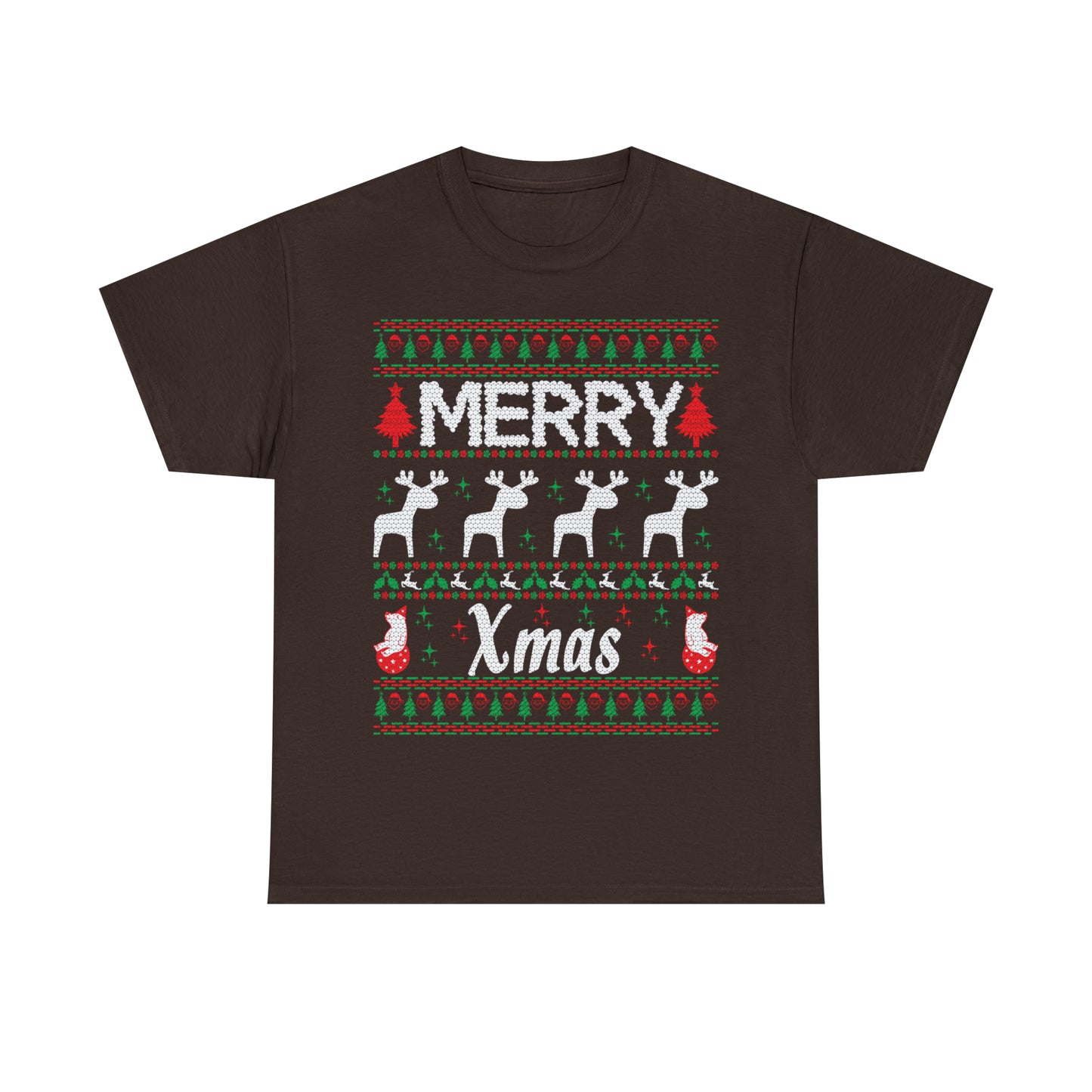 Merry Xmas Raindeers Christmas Ugly Sweater Short Sleeve Tee