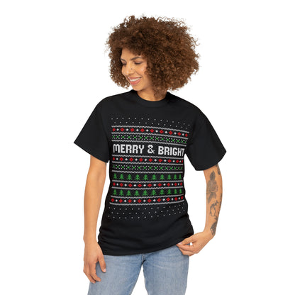 Merry and Bright Christmas Ugly Sweater Short Sleeve Tee