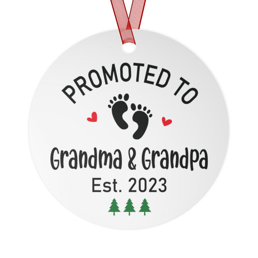 Promoted To Grandma And Grandpa 2023 Baby's 1st Christmas Ornament