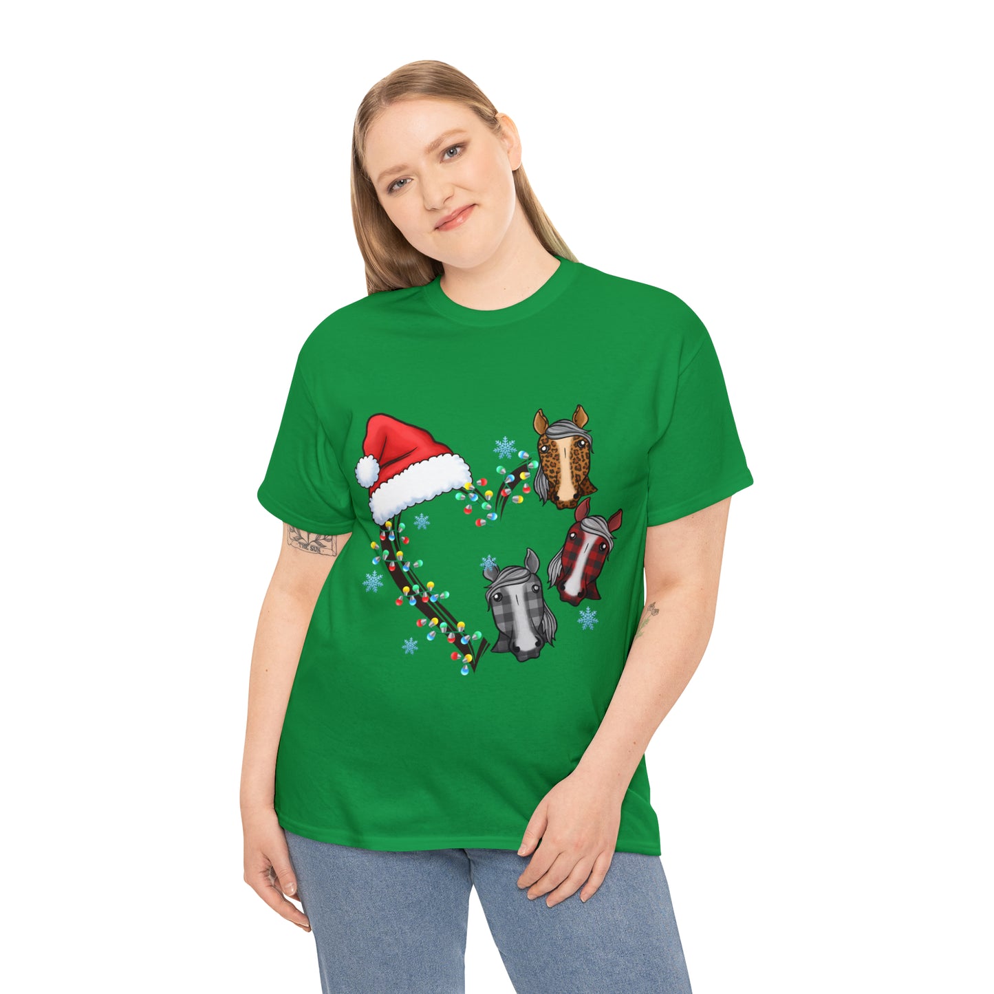 Horse Heart Wreath Christmas Short Sleeve Tee