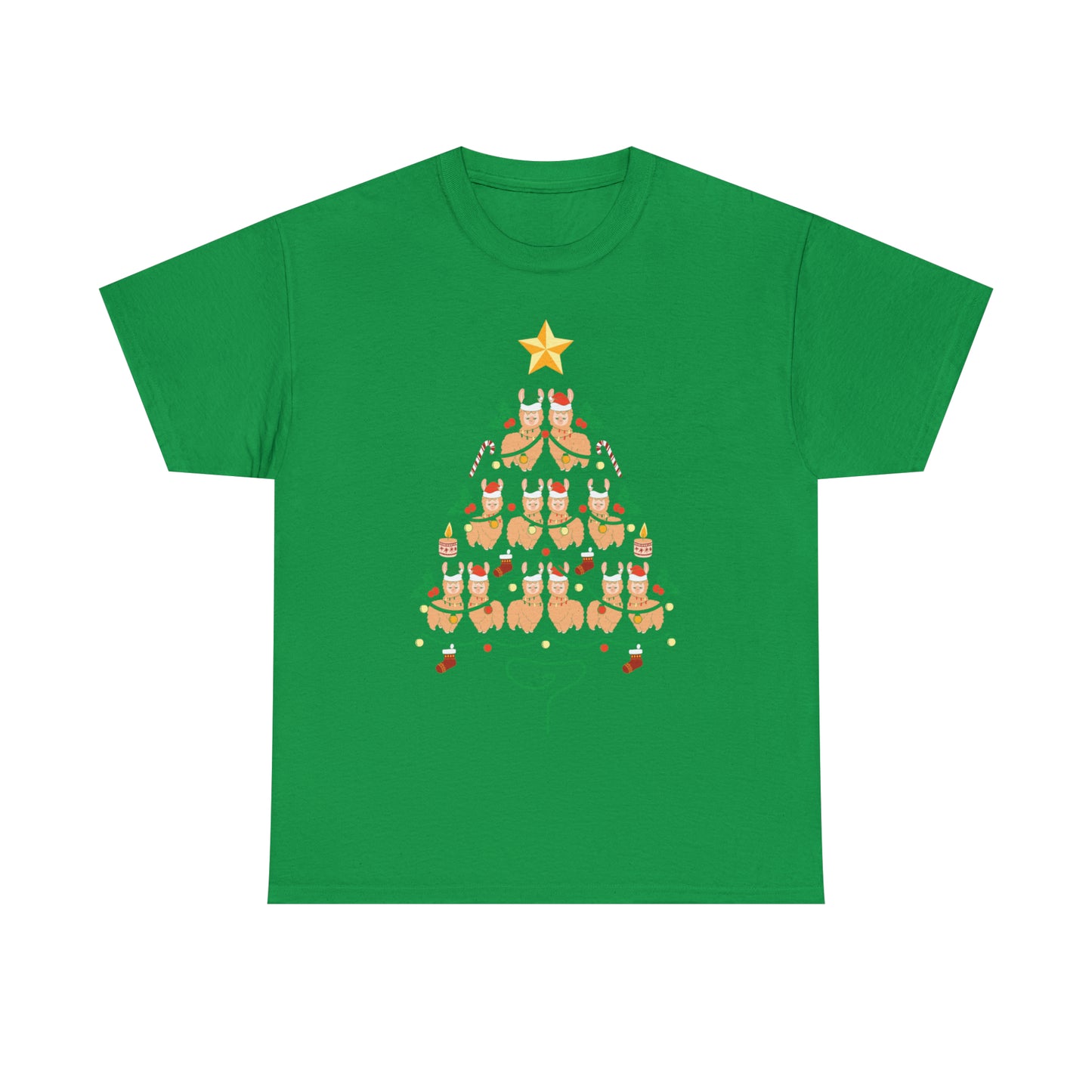 Llama Christmas Tree Christmas Short Sleeve Tee