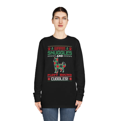 Warm Snuggles and Plott Hound Cuddles Ugly Sweater Long Sleeve Tee