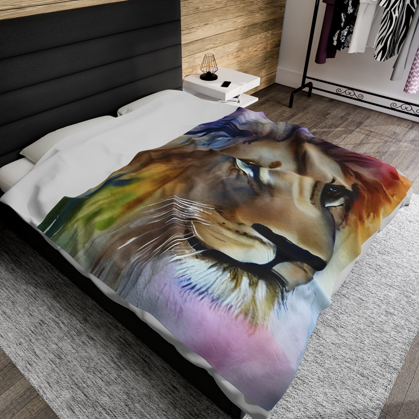 Lion Rainbow Head Blanket