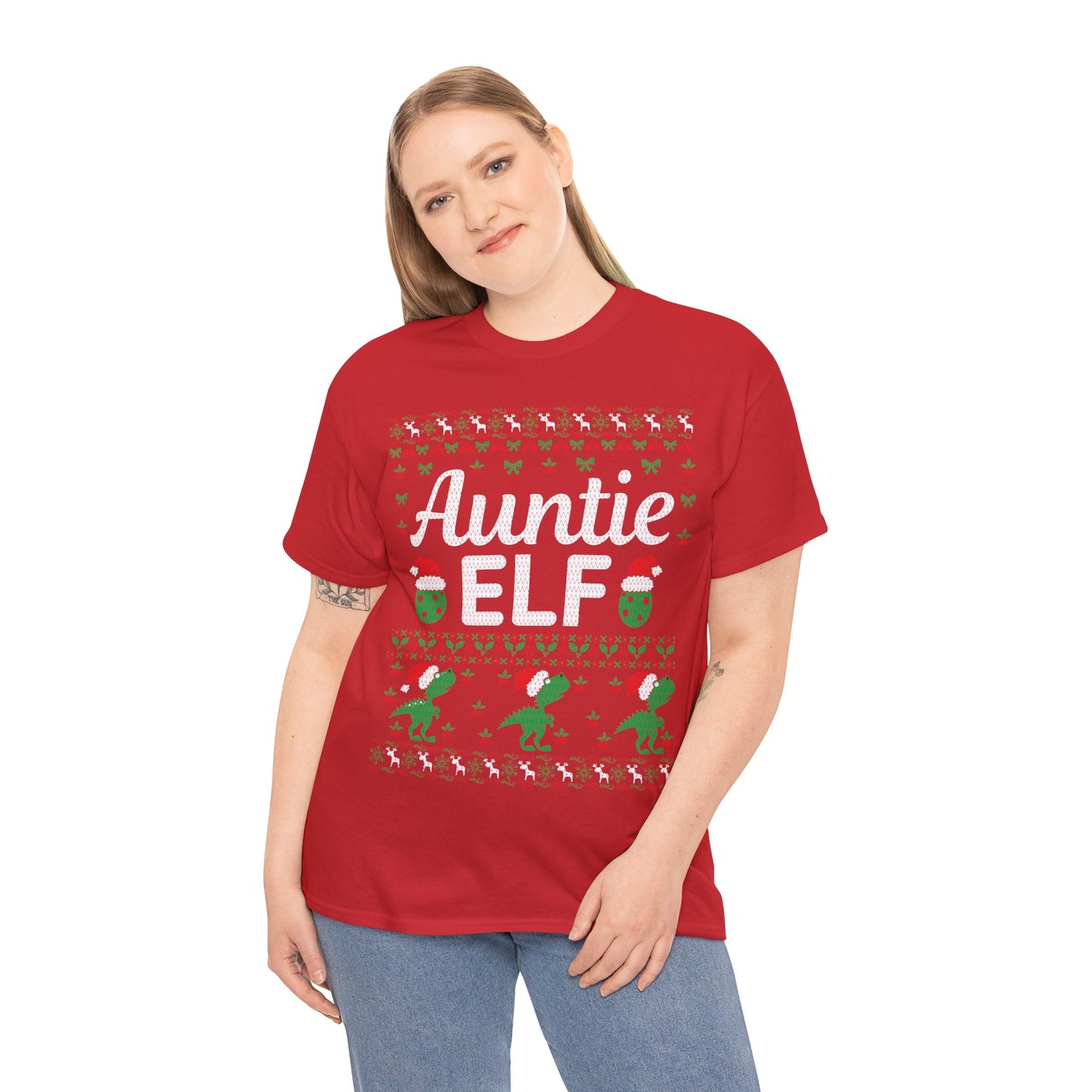 Auntie Elf Christmas Ugly Sweater Short Sleeve Tee