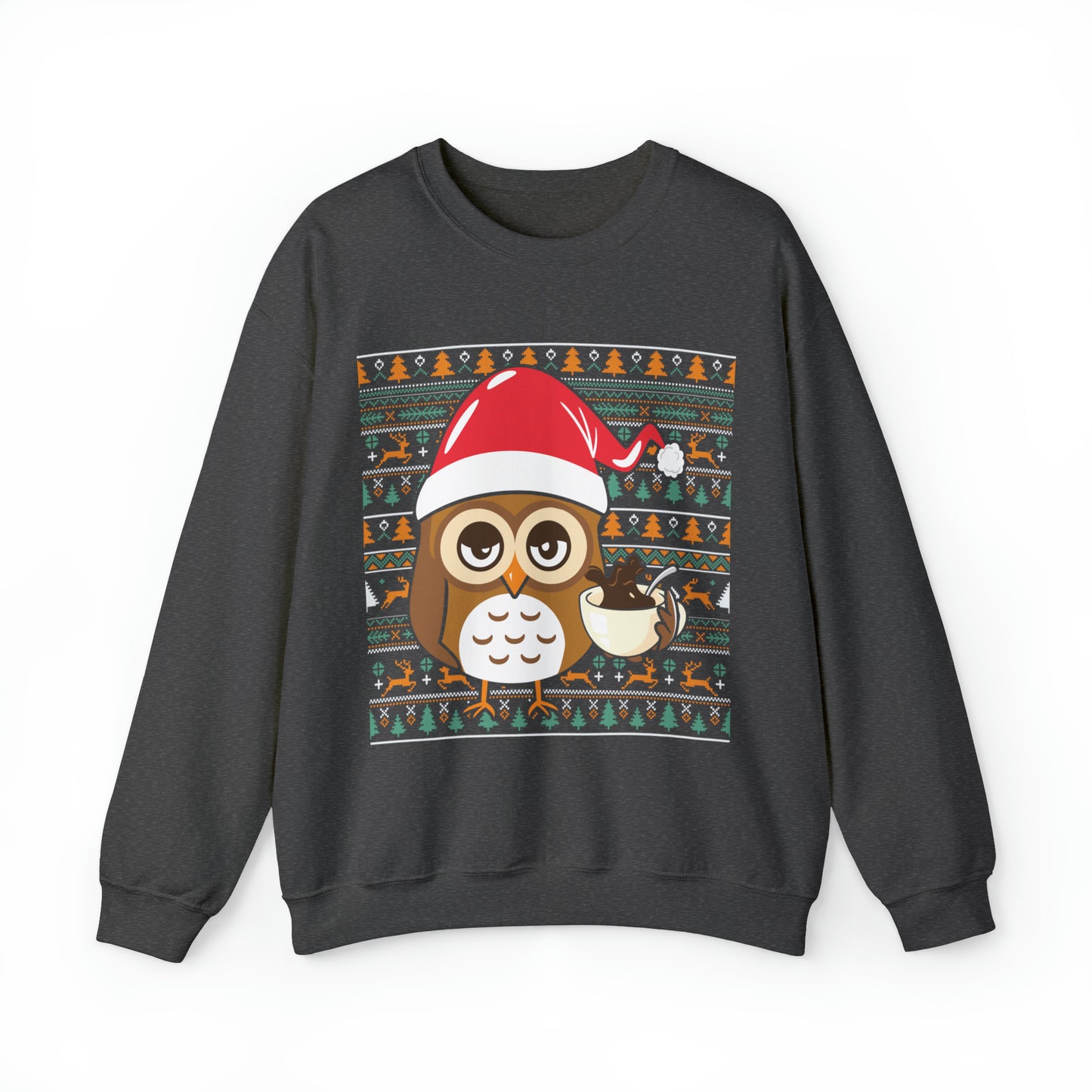 Owl in Santa Hat Ugly Christmas Sweater Sweatshirt