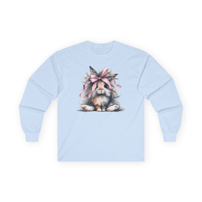 Crazy Long Haired Rabbit With Bow Long Sleeve T-Shirt
