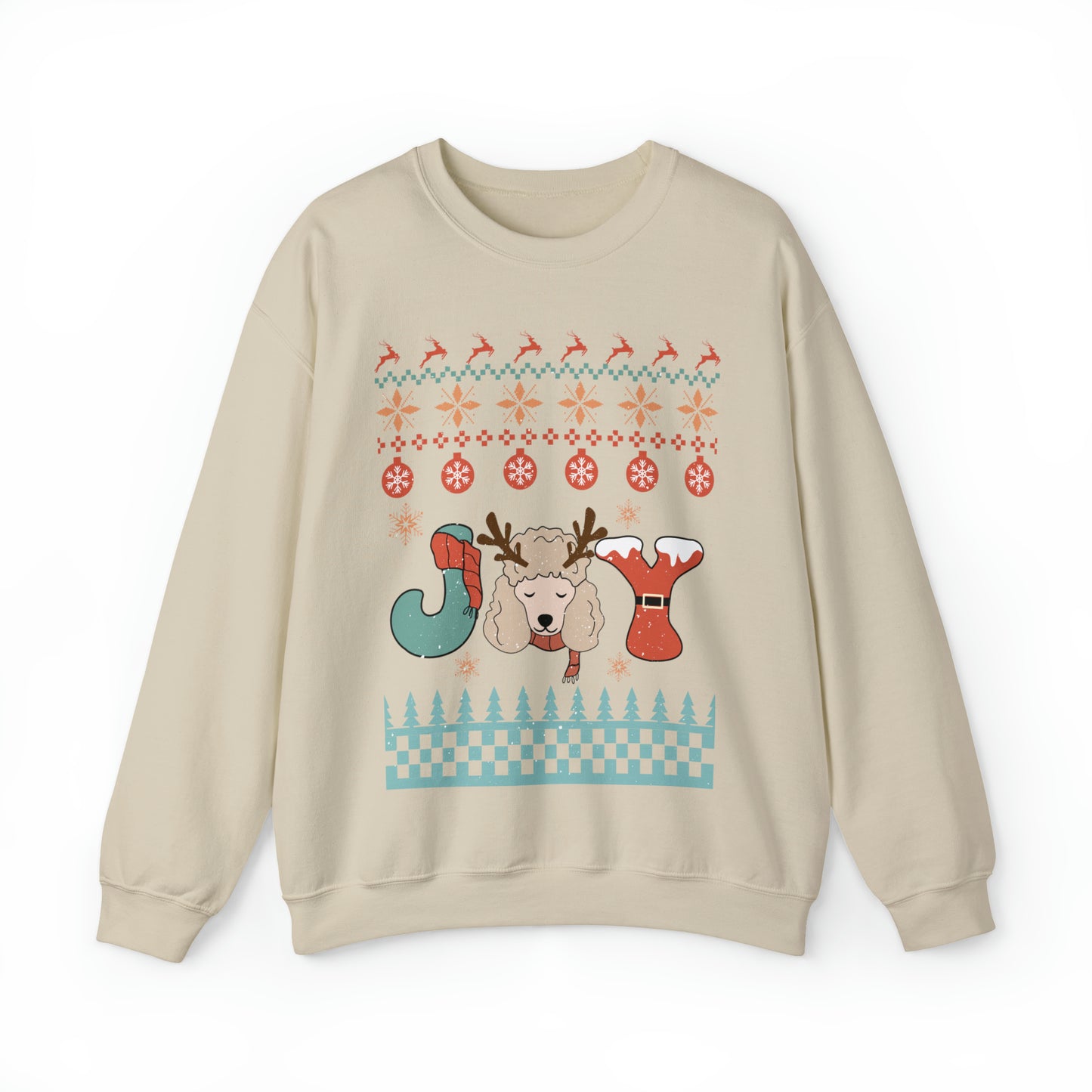 Joy Miniature Poodle Dog Christmas Ugly Sweater Sweatshirt