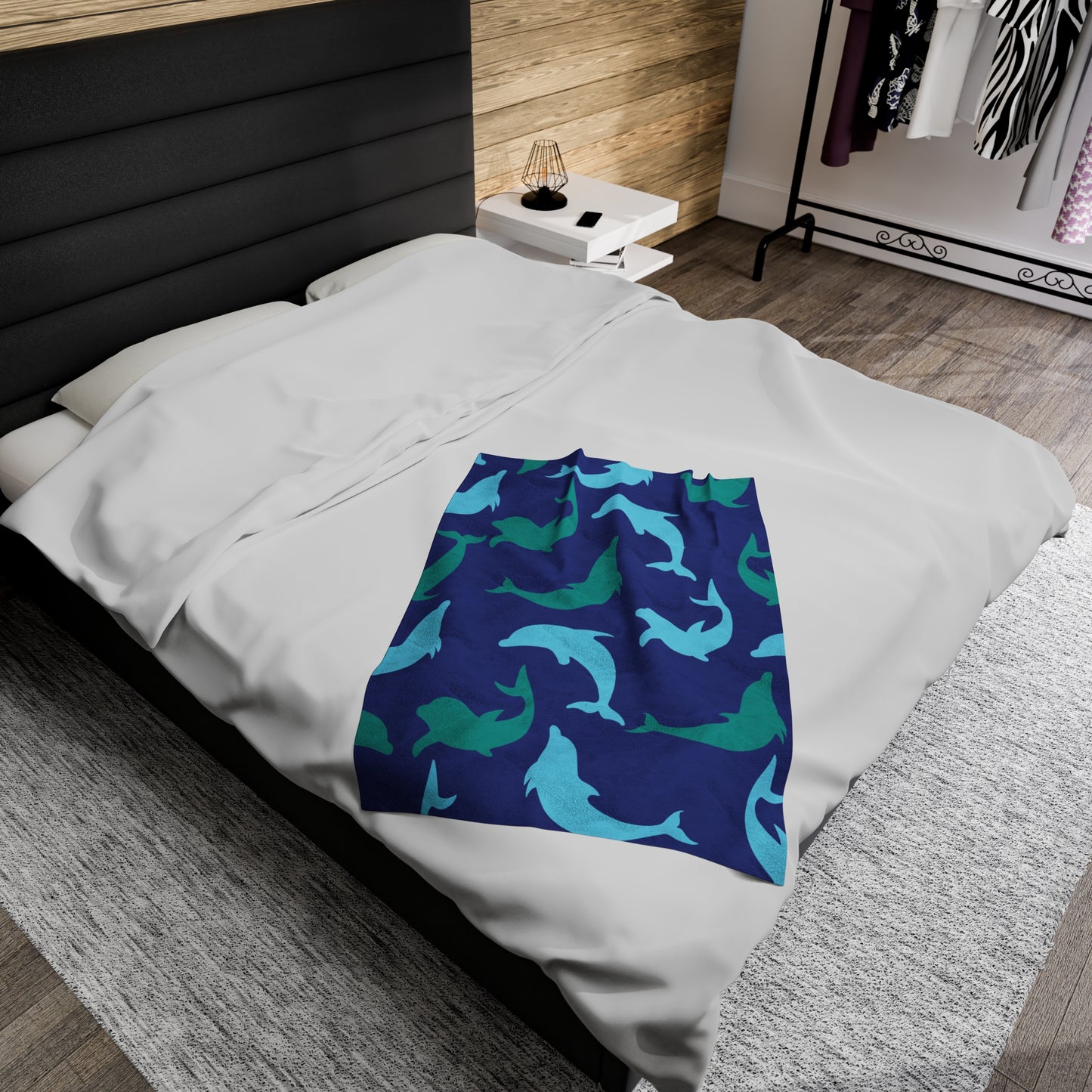 Blue Dolphin Shadows Blanket