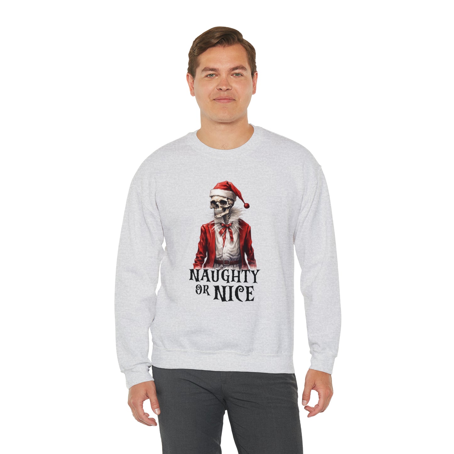 Naughty or Nice Skeleton Christmas Sweatshirt