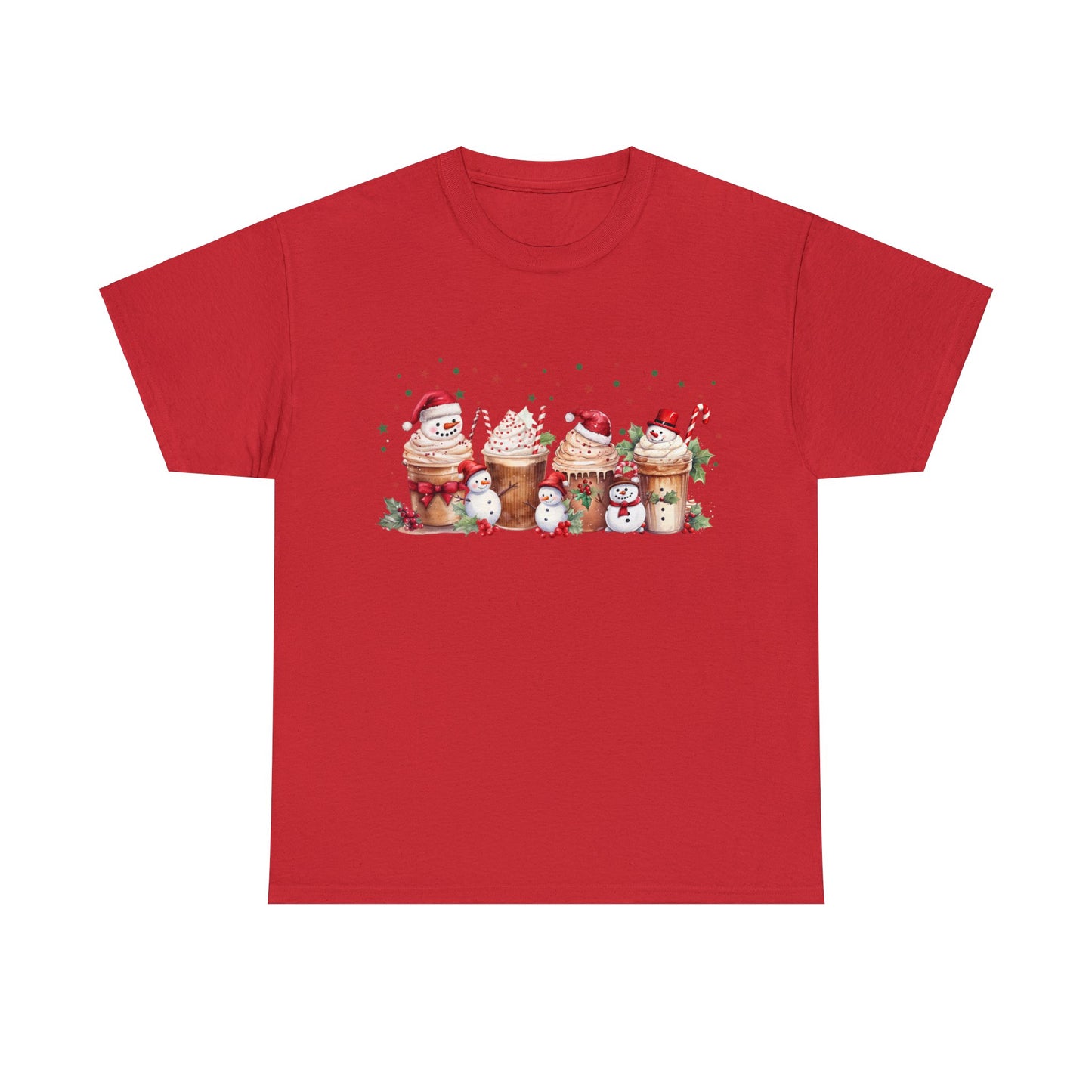 Snowmen Coffee Latte Christmas Short Sleeve Tee