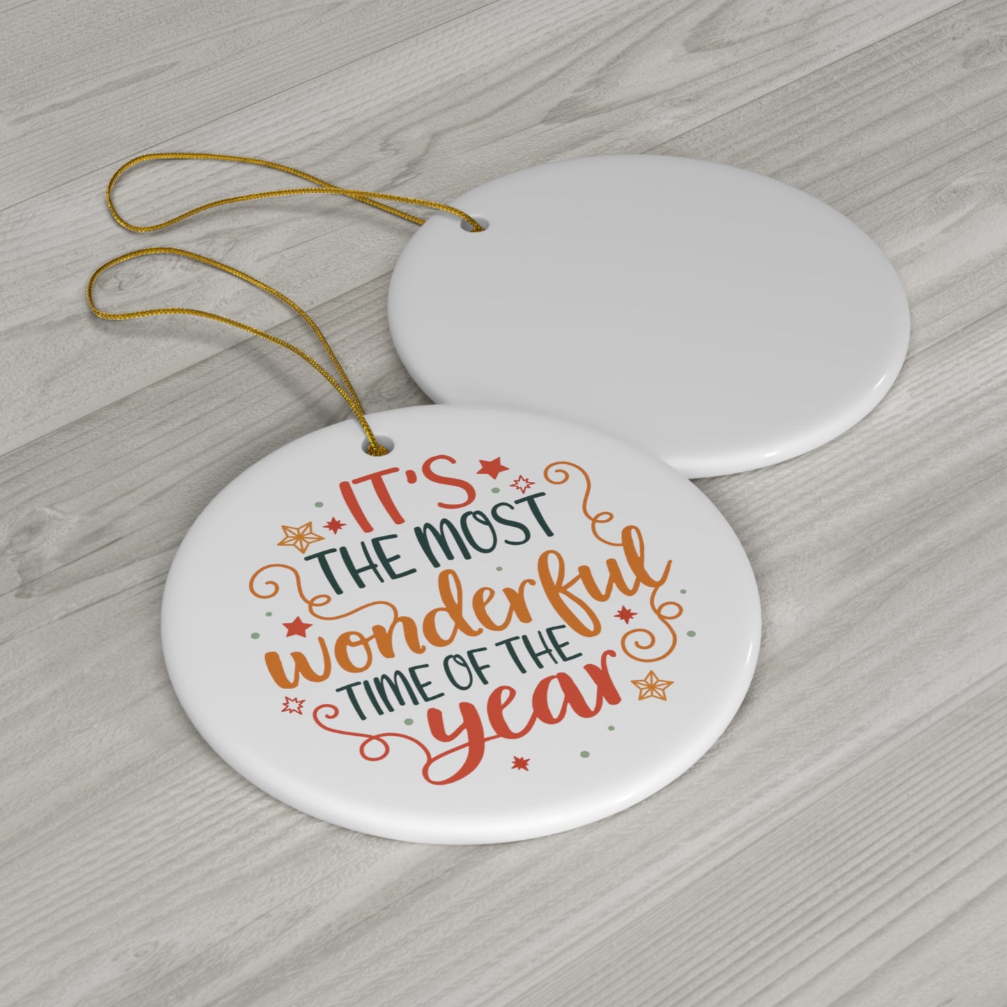 Retro It's the Most Wonderful Time of the Year Christmas Ceramic Ornament