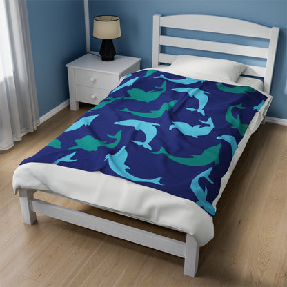 Blue Dolphin Shadows Blanket