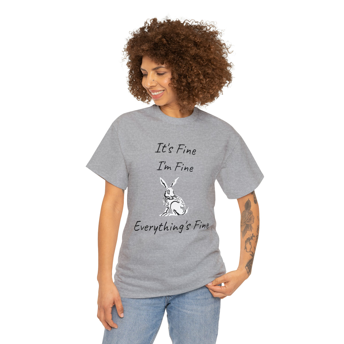 Its Fine Everythings Fine Rabbit Shirt Unisex Heavy Cotton Tee