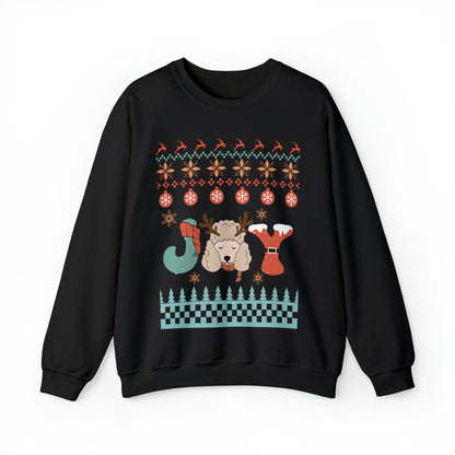 Joy Miniature Poodle Dog Christmas Ugly Sweater Sweatshirt