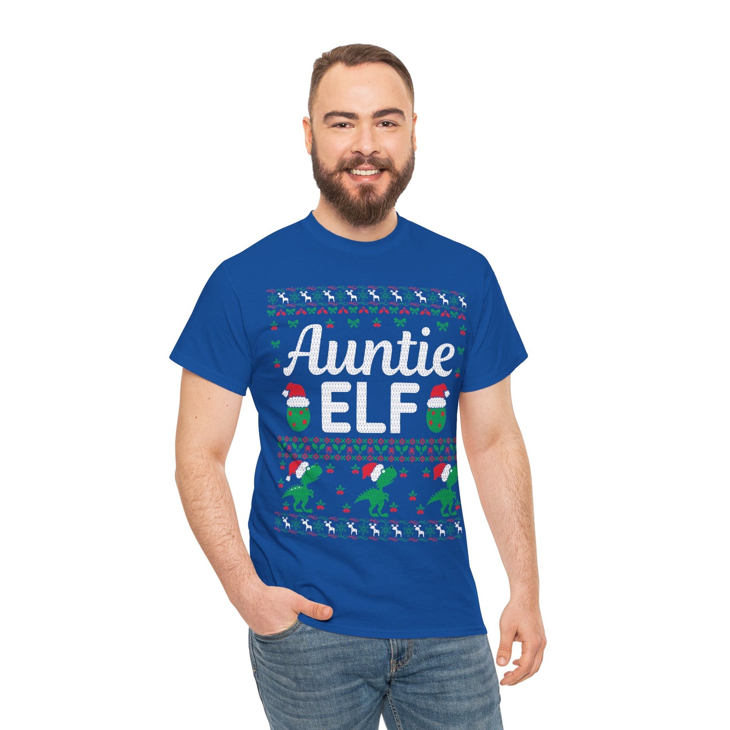 Auntie Elf Christmas Ugly Sweater Short Sleeve Tee