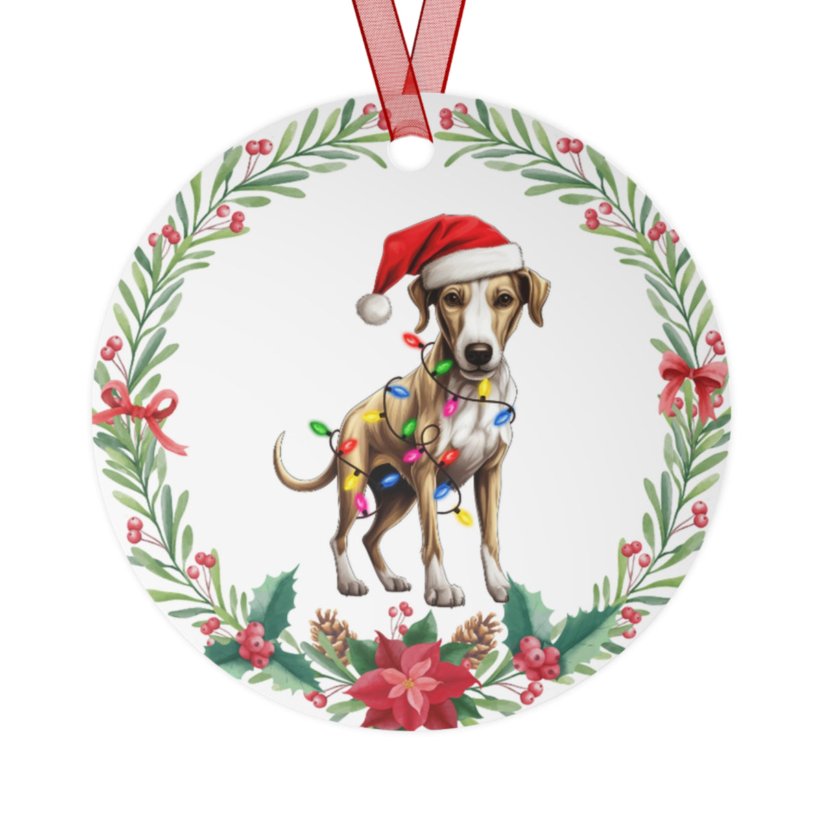 Whippet Dog in Lights Ornament