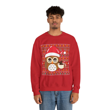 Owl in Santa Hat Ugly Christmas Sweater Sweatshirt