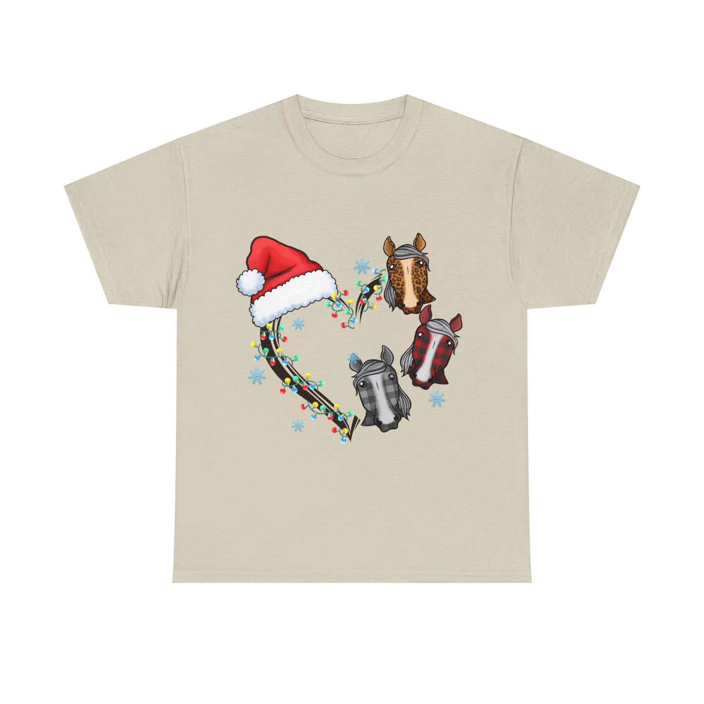 Horse Heart Wreath Christmas Short Sleeve Tee