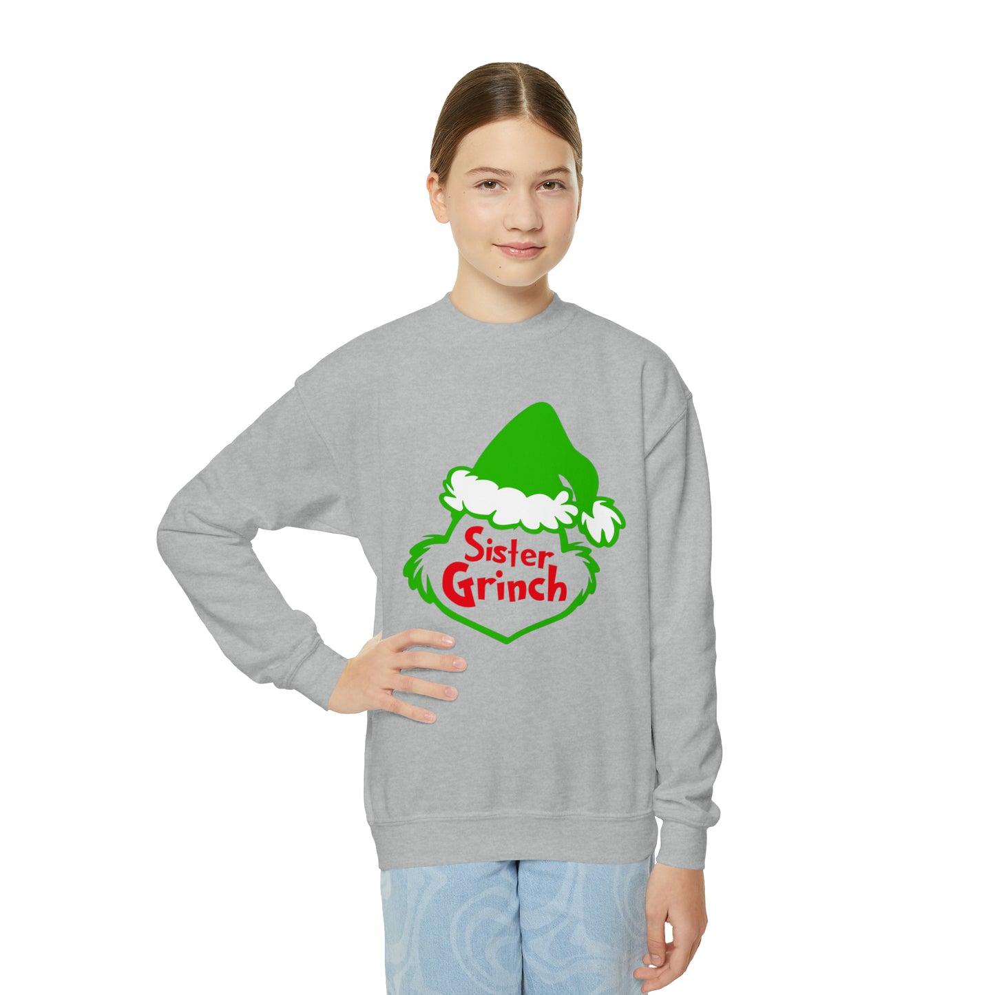 Sister Grinch Christmas Youth Crewneck Sweatshirt