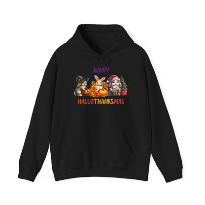 Hallothanksmas Halloween Thanksgiving Christmas Rabbits Pullover Hoodie