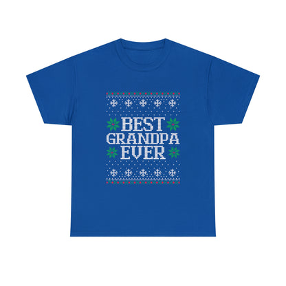 Best Grandpa Ever Christmas Ugly Sweater Short Sleeve Tee
