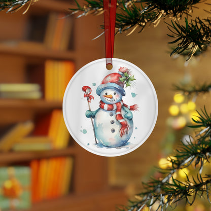 Snowman with Santa Hat Ornament