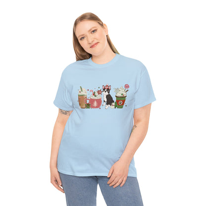 Boston Terrier Dog Latte Christmas Short Sleeve Tee