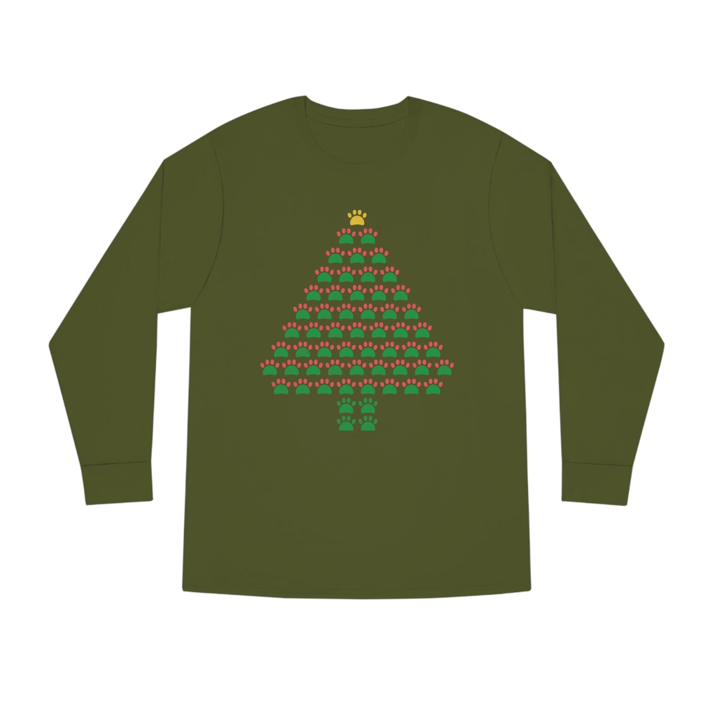 Pawprint Christmas Tree Ugly Sweater Long Sleeve T-shirt